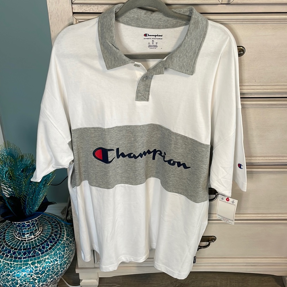 Men’s champion color block polo shirt sleeve shirt XL NWT